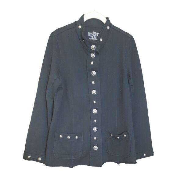 Neon Budda Womens Black Metal Studded Buttons Front Sleeves Collar Jacket Size M - Picture 4 of 4